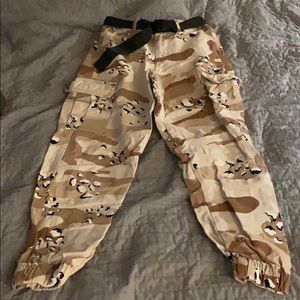 Tan camo cargo pants